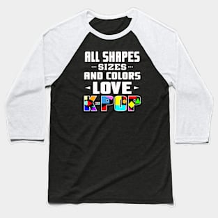 All Shapes, Sizes and Colors Love K-POP - Dark BG Geometric Design Baseball T-Shirt